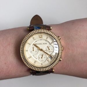 Michael Kors Gold and Leather Watch